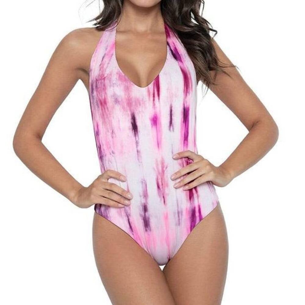 PQ Swim Pily Q Avery Ribbed Halter One Piece Swimsuit Spell Tie Dye Size M